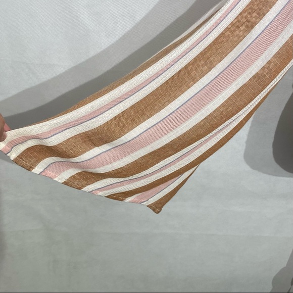 Xhiliration Striped Long Sleeve Tie Button Down Crop Top XL - Picture 4 of 9